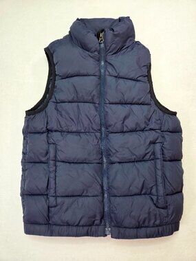 Gap Kids Puffer Vest S 6-7 Navy Blue Quilted Sleeveless Winter Jacket